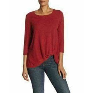 H by Bordeaux Womens Red Boat Neck Twisted Hem Knit Lightweight Sweater Size M